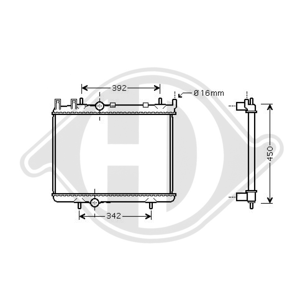 96483977 Kühler Motorkühlung für PEUGEOT 206 04/2005->> DCM2792