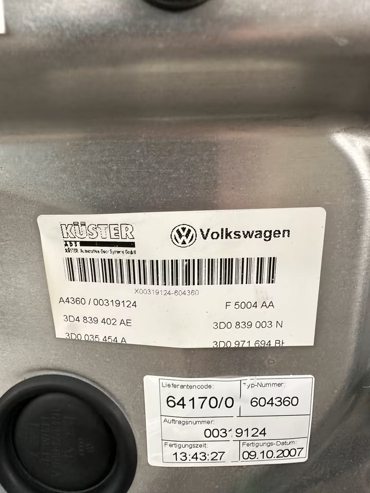 Türe Tür Hinten Rechts Vw Phaeton 3D Modell Farbe L041 Schwarz