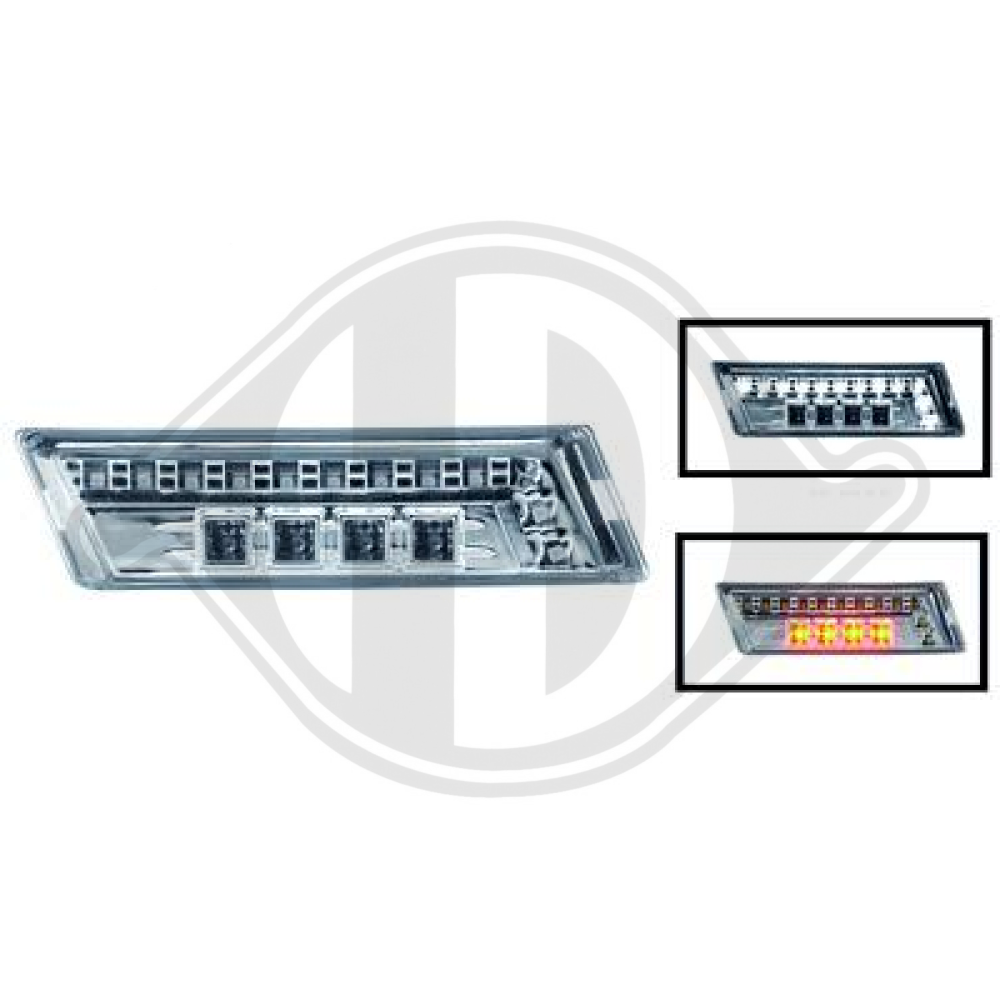 DESIGNSEITENBLINKL.SET A4, 04-07 LED/KLARGLAS/CHROM 1017378