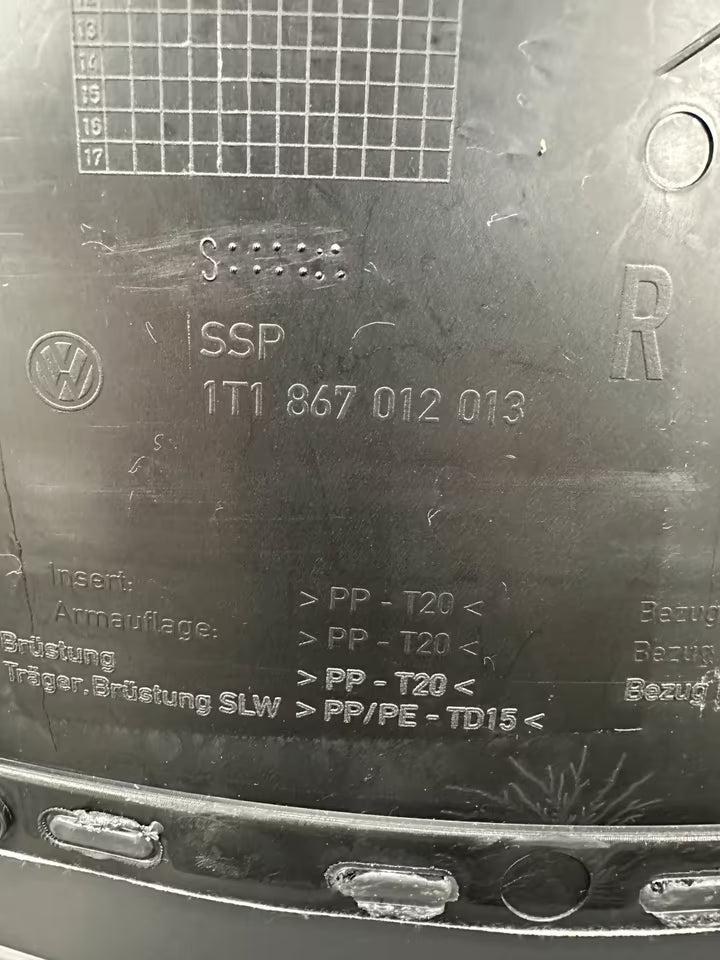 1T1867012 Türverkleidung Türpappe Rechts Vw Touran 1T3 10-15 Bj