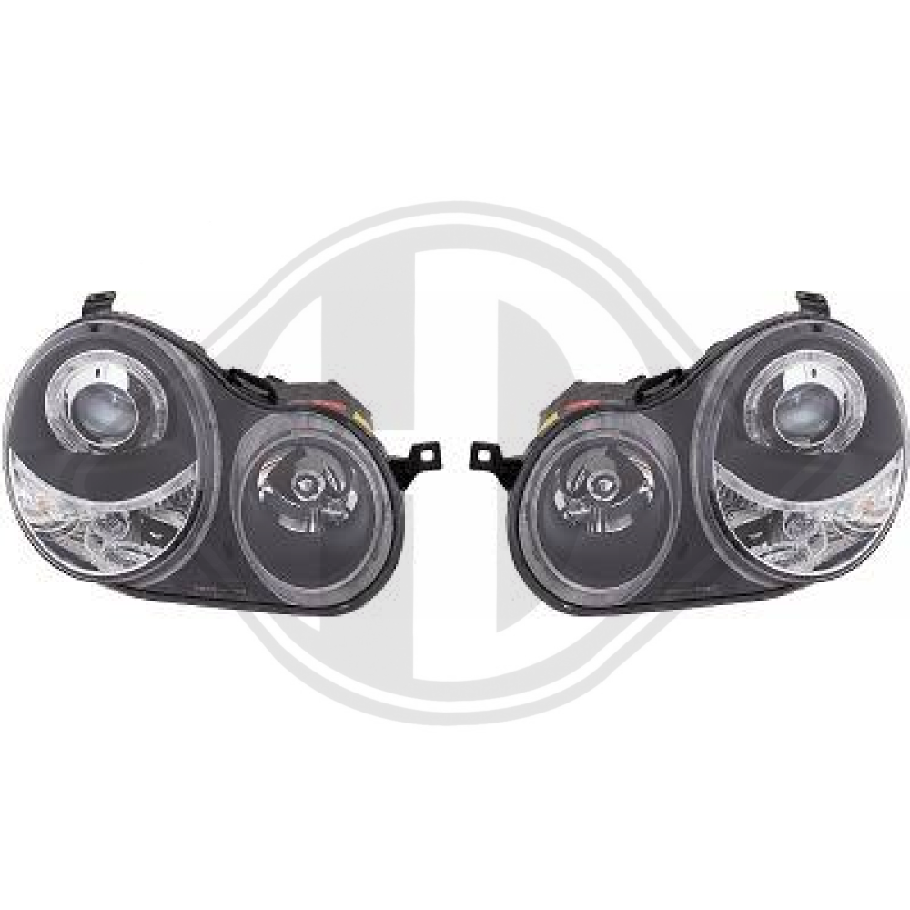 DESIGNSCHEINWERF.SET POLO, 01-05 KLARGLAS/SCHWARZ 2205480