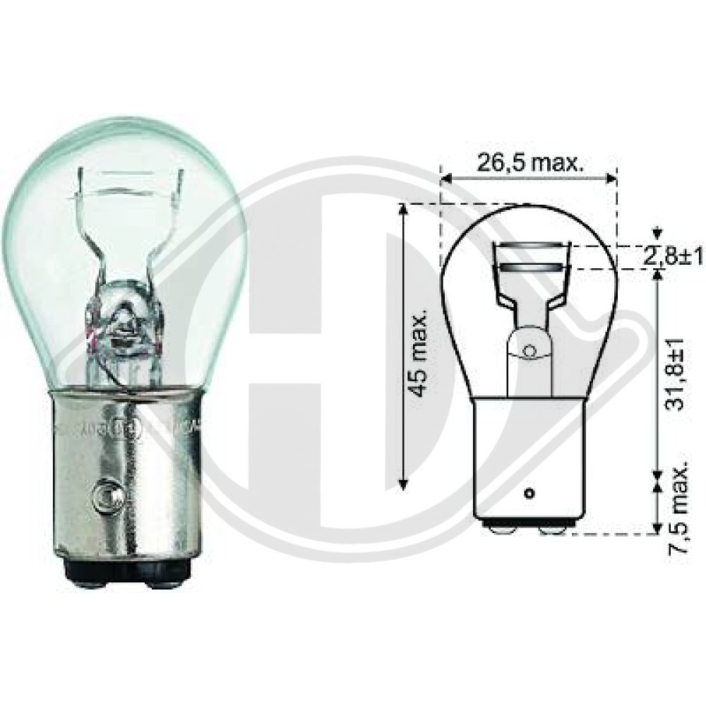 P20/5W 12V 20/5W BA15d P20/5W Glühlampe Halogen LID10056