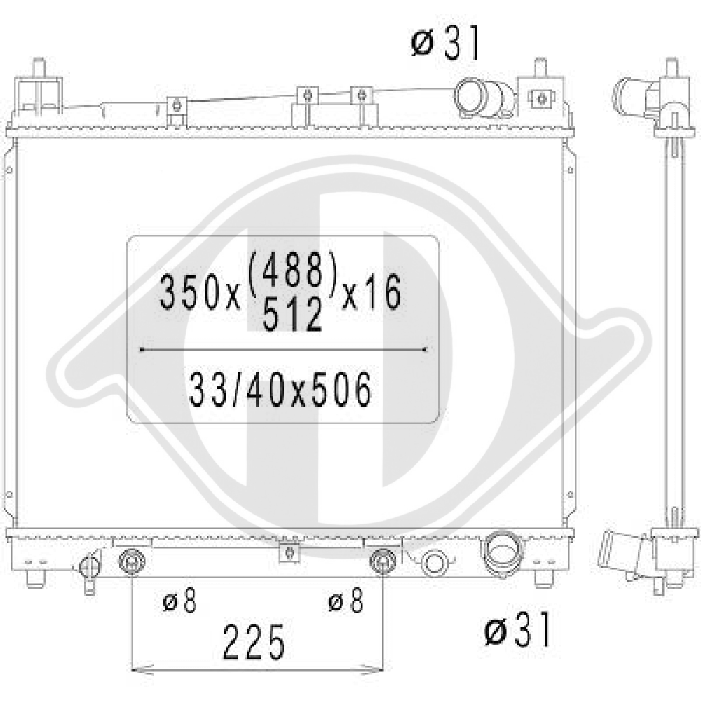 1640021070 Kühler Motorkühlung für TOYOTA YARIS 11/1999 DCM3214