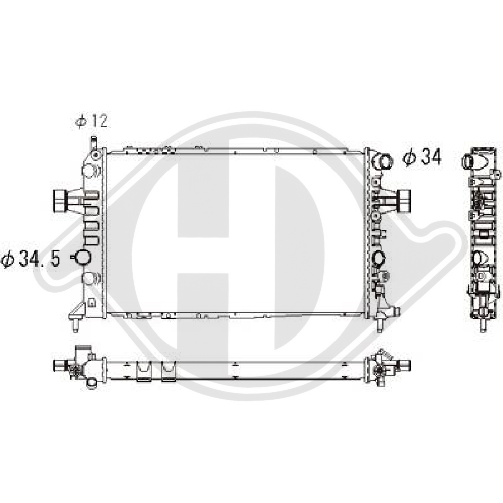 9119484 Kühler Motorkühlung für OPEL ASTRA G / Zafira A DCM2623