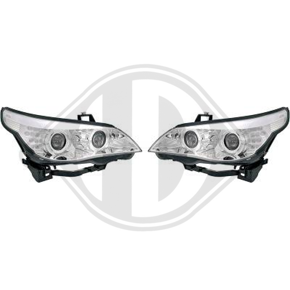 DESIGNSCHEINWERF.SET E60, 08-10 KLARGLAS/CHROME 1224581
