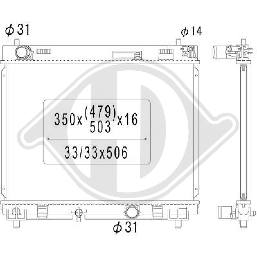 164000N050 Kühler Motorkühlung für TOYOTA YARIS 01/2006-2012 DCM3270