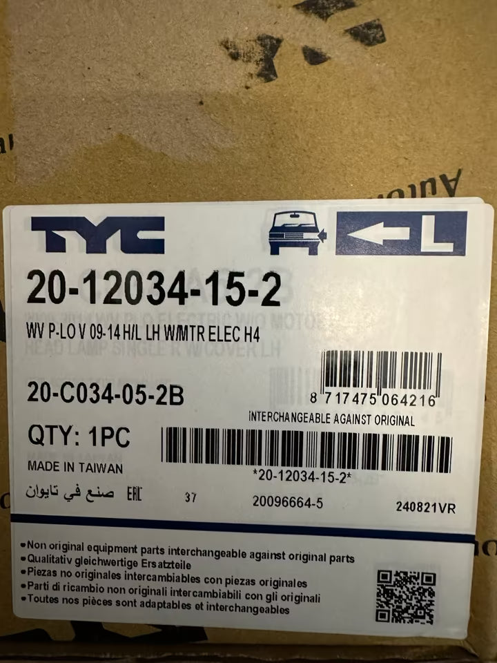 Neue Scheinwerfer Links Vw Polo 6R Modell 09-14Bj TYC