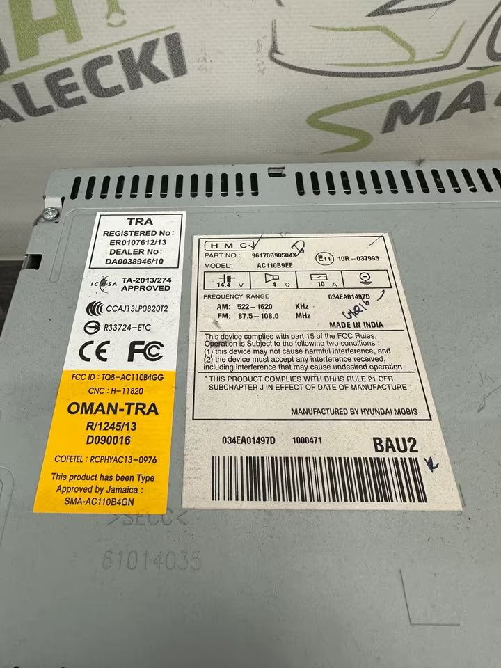 96170B9050 Autoradio Radio MP3 Bluetooth Hyundai i10 Modell BA