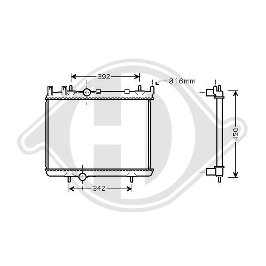 96483977 Kühler Motorkühlung für PEUGEOT 206 04/2005->> DCM2792
