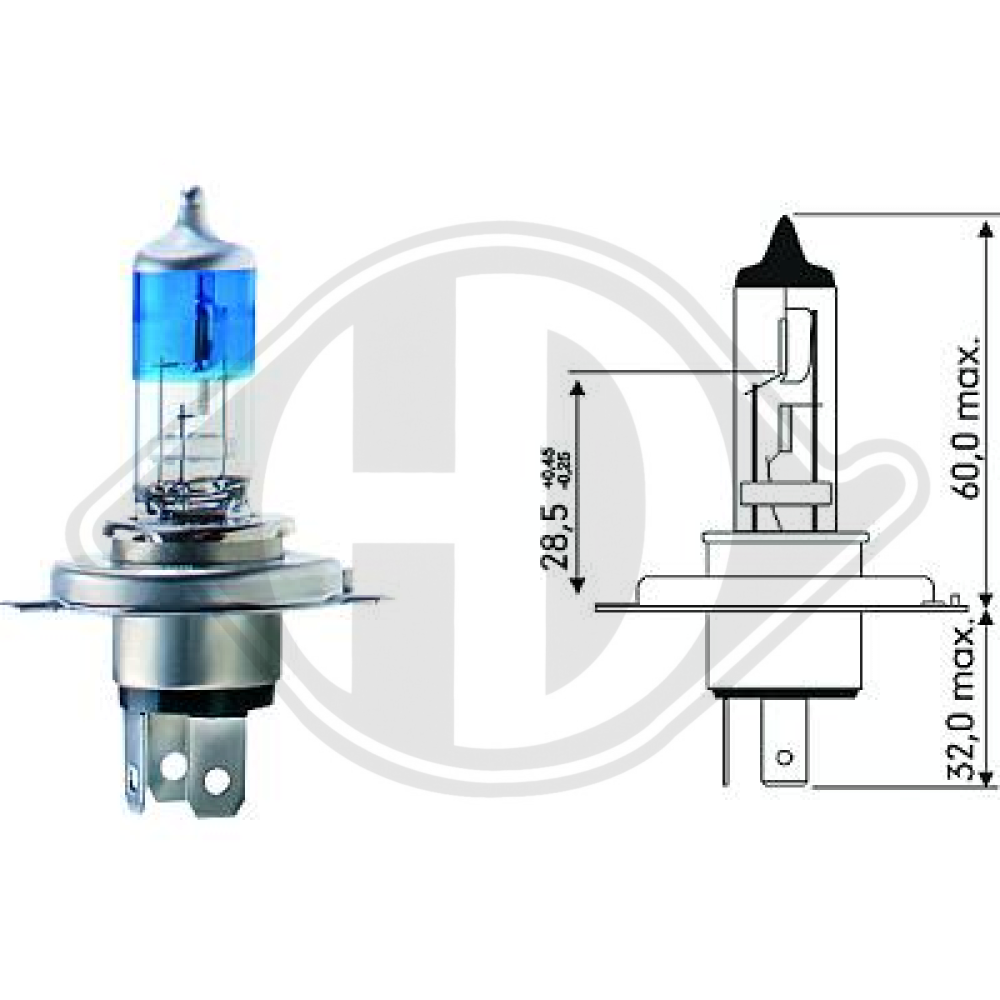 N0177632 H4 12V 60/55W P43t H4 Glühlampe Xenon Look LID10011