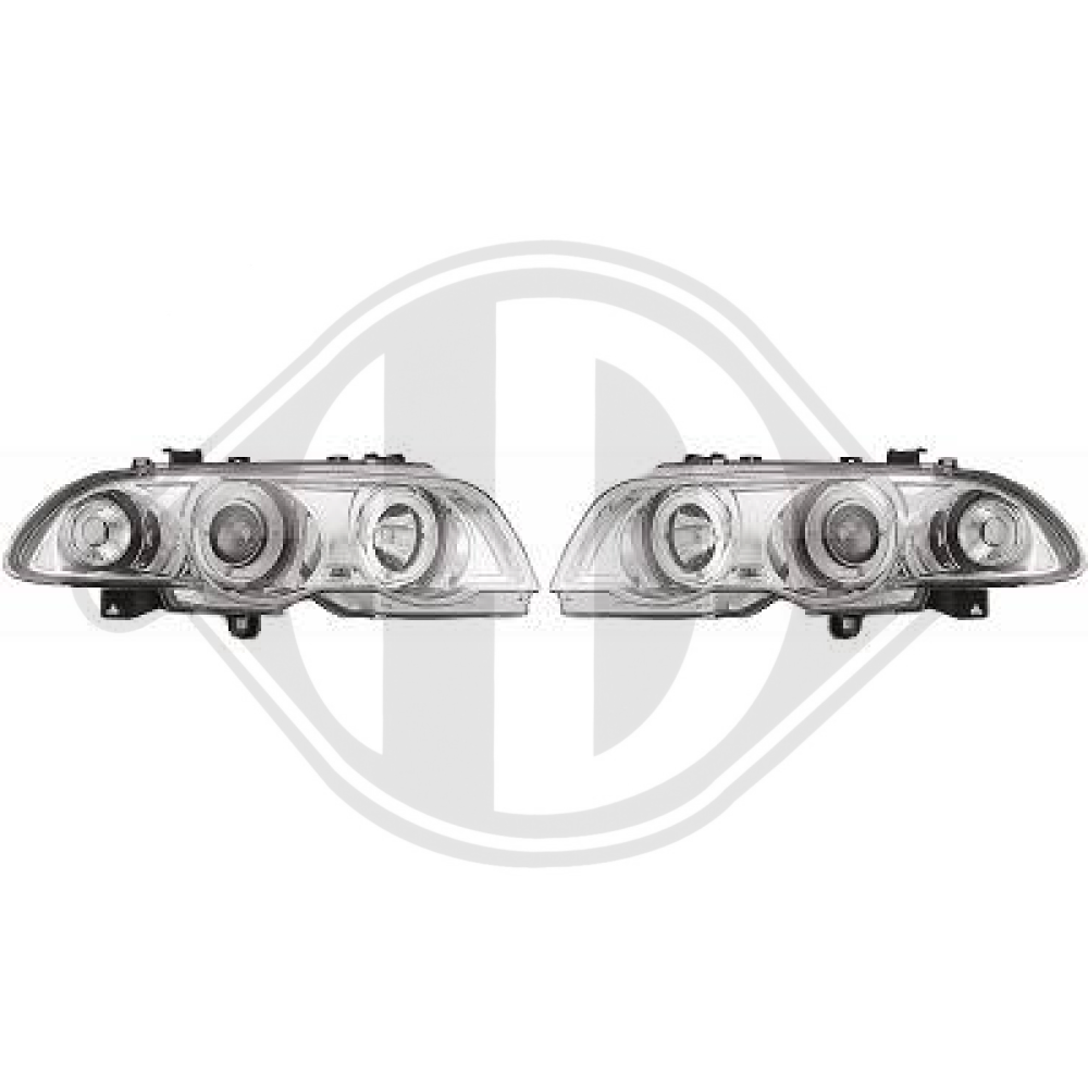 DESIGNSCHEINWERF.SET  E46, 98-01   KLARGL/CHROM+BLINK 1214385