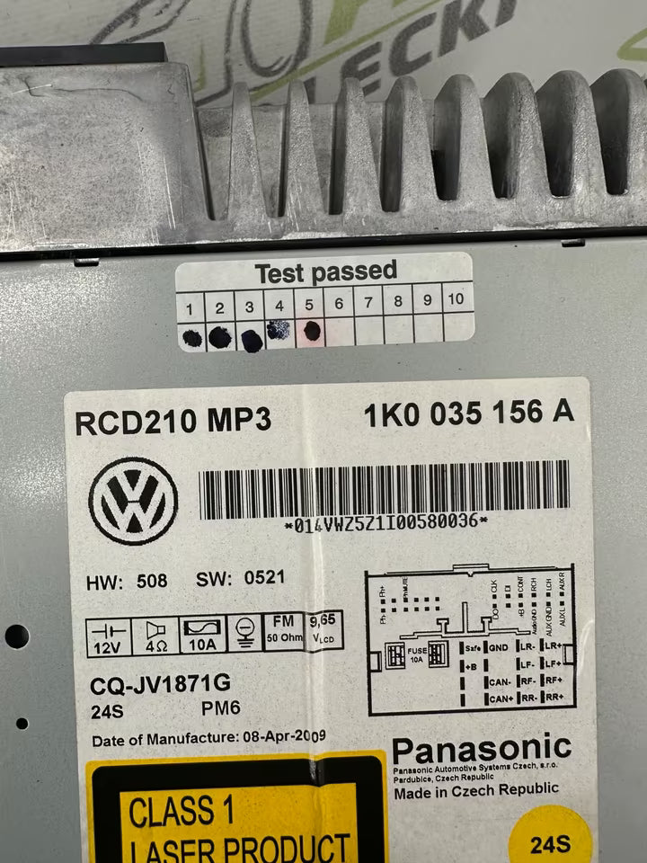 1K0035156A Autoradio Radio MP3 für VW Golf VI mit Code