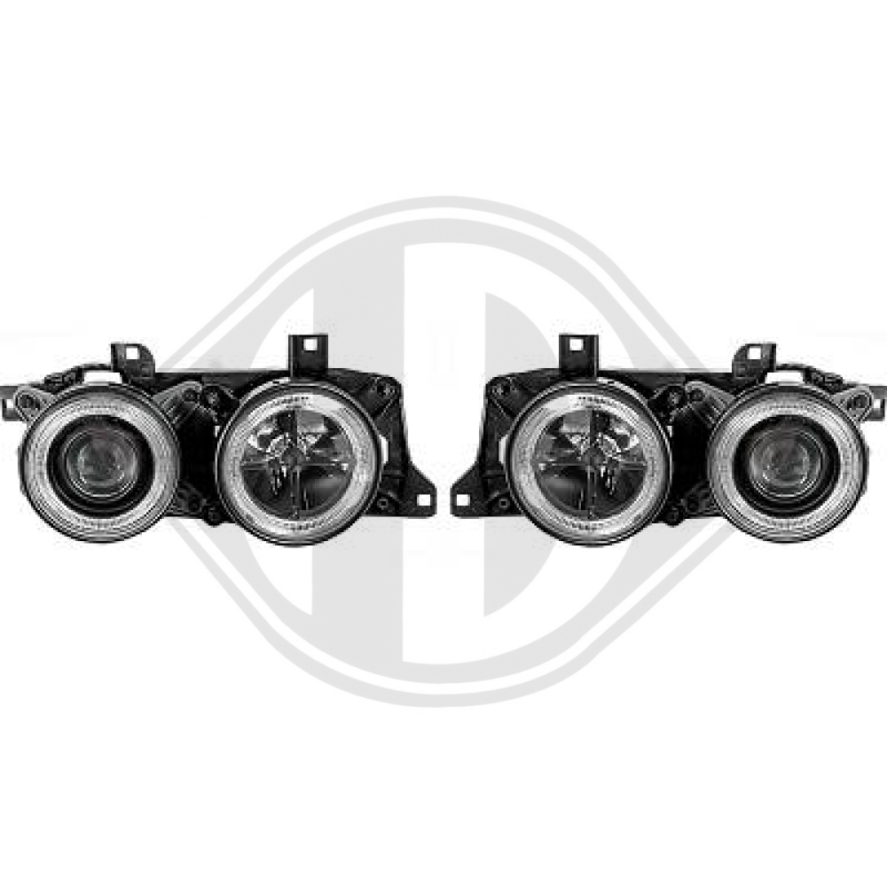 DESIGNSCHEINWERFER E32/34, 88-96     KLARGLAS/SCHWARZ 1222380