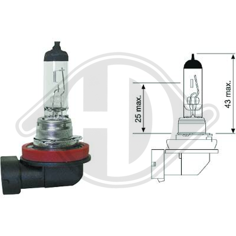 N000000001606 H11 12V 55W PGJ19-2 H11 Glühlampe     Halogen LID10040