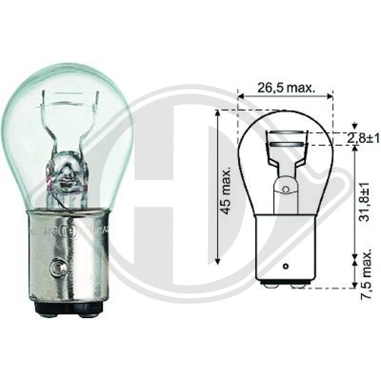 P20/5W 12V 20/5W BA15d P20/5W Glühlampe   Halogen LID10056