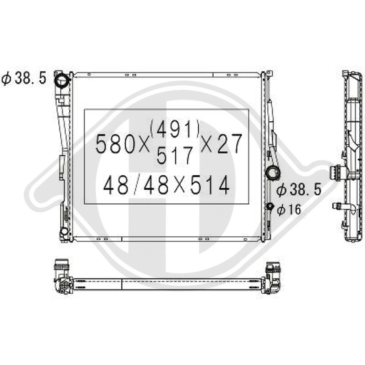 17113415693 Kühler Motorkühlung für BMW X3 E83 09/2006->> DCM1586