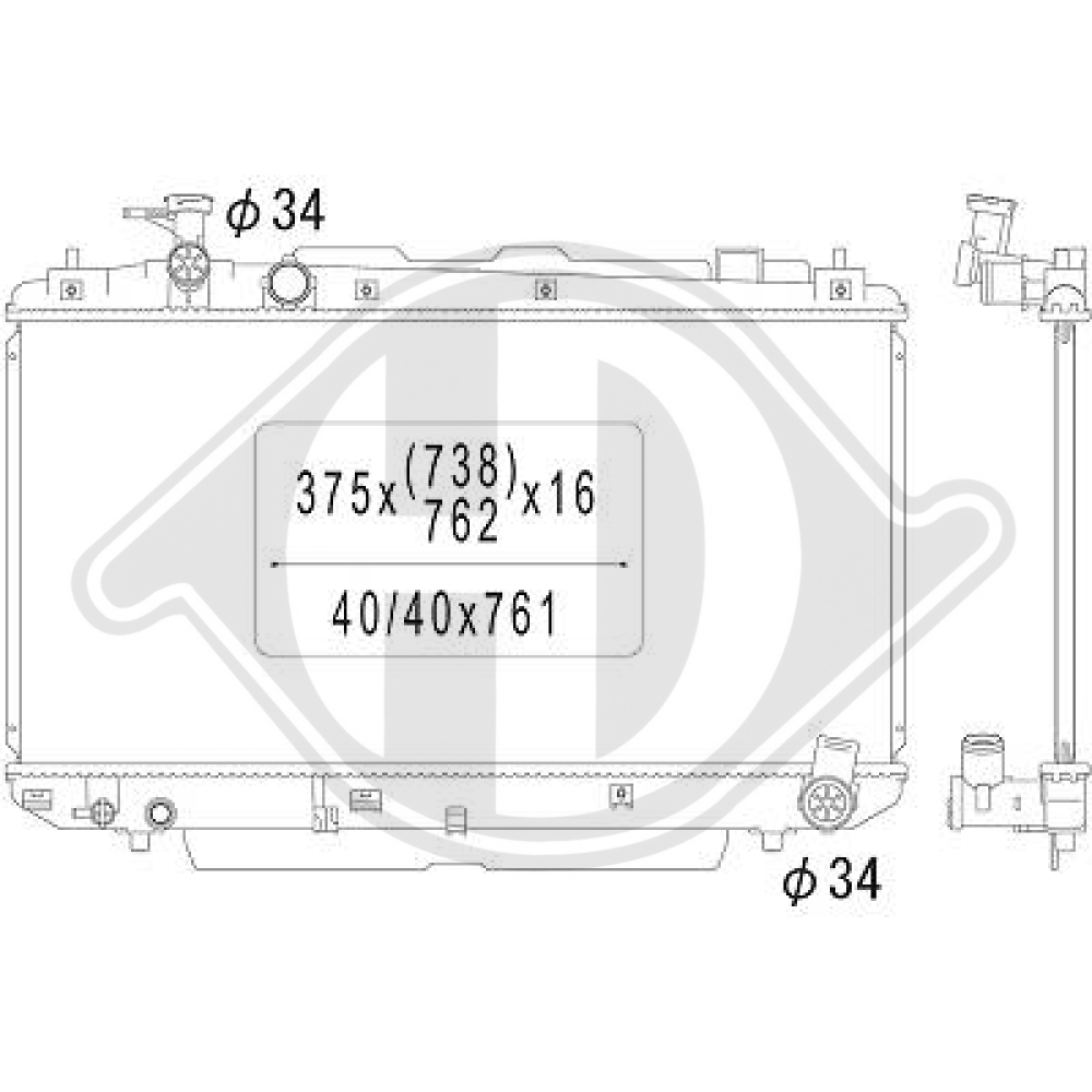 1640022120 Kühler Motorkühlung für TOYOTA RAV 4 02/2002 DCM3229