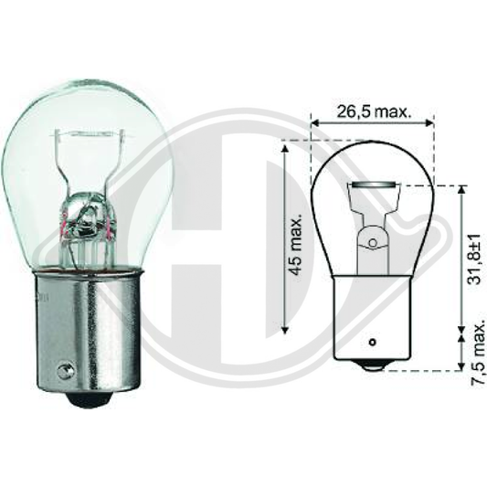 KDWHLO9589 P21W 12V 21W BA15s P21W Glühlampe   Halogen LID10046