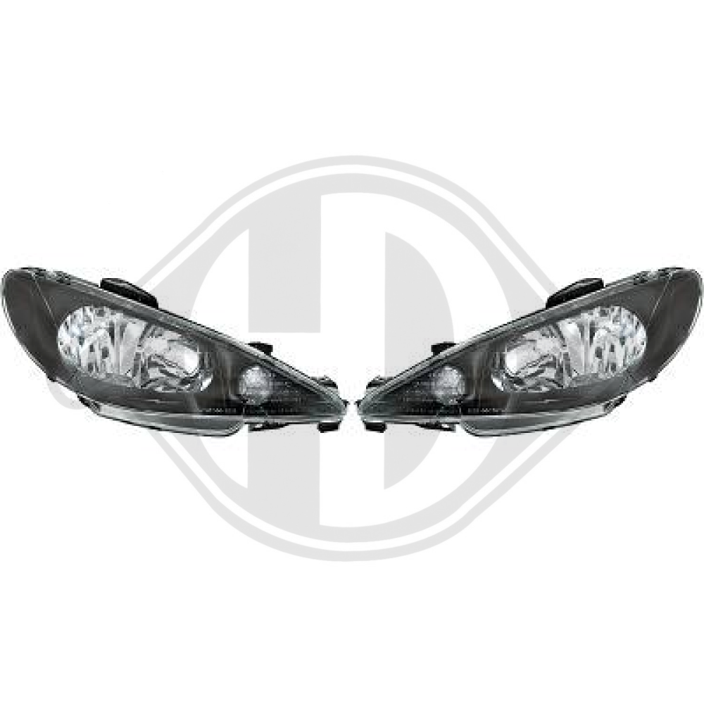 DESIGNSCHEINWERF.SET  206, 98-06     KLARGLAS/SCHWARZ 4225180