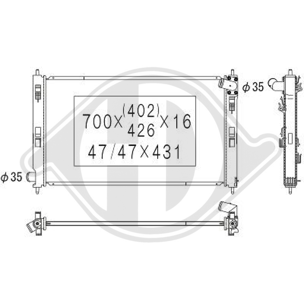 MN156092 Kühler Motorkühlung für MITSU LANCER VIII 2008->> DCM2532