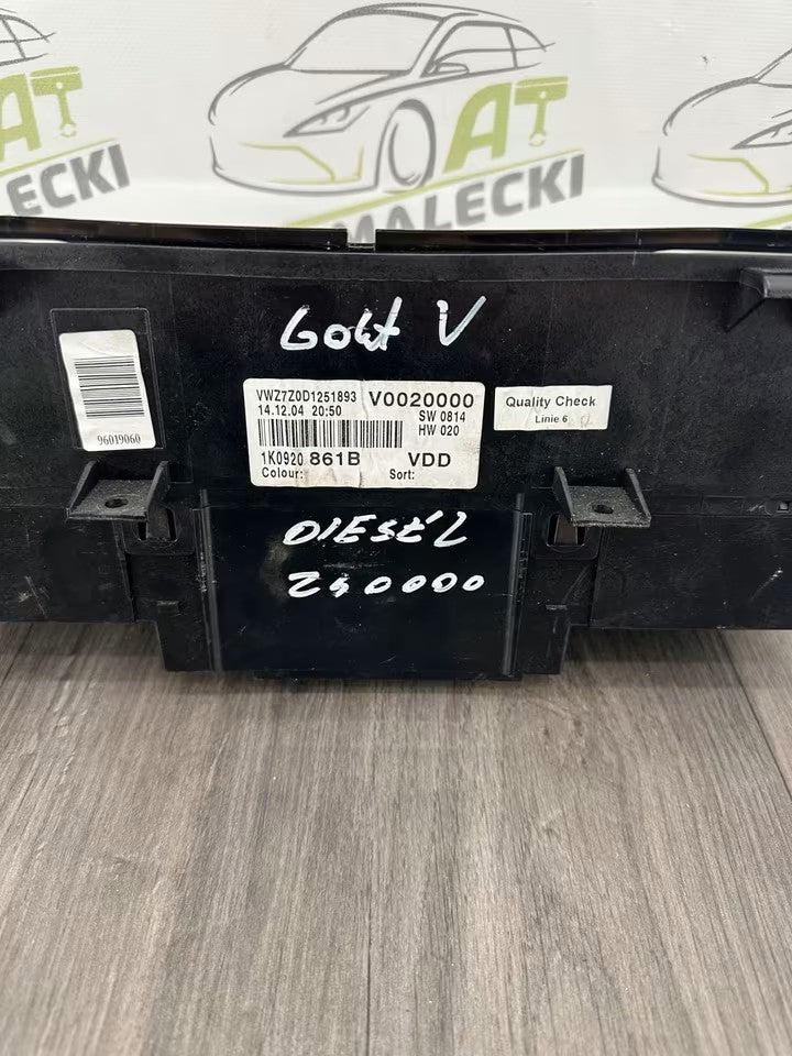 1K0920861B Speedometer instrument cluster VW Golf V 5 1K Diesel 240000