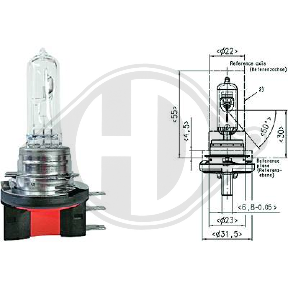 H15 12V 55/15W PGJ23t-1 H15 Glühlampe      Halogen LID10021