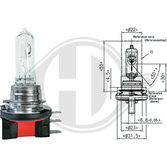 H15 12V 55/15W PGJ23t-1 H15 Glühlampe      Halogen LID10021