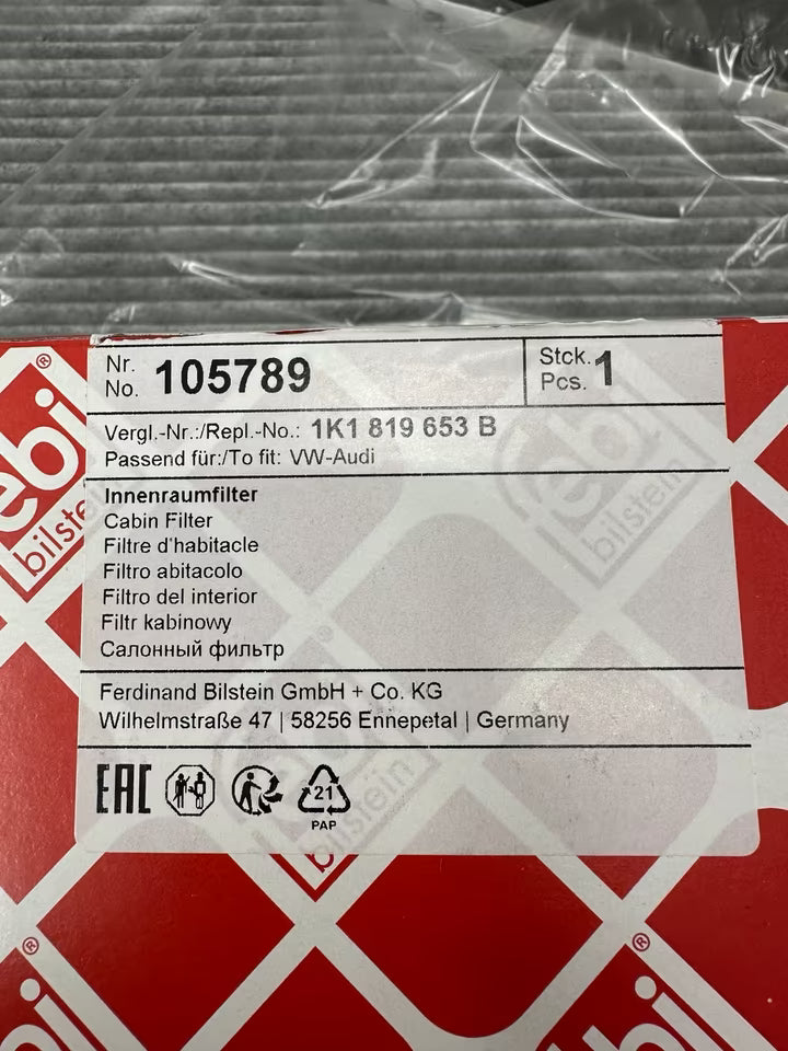 FE 105789 FEBI Innenraumfilter Pollenfilter Vw Golf Touran Passat