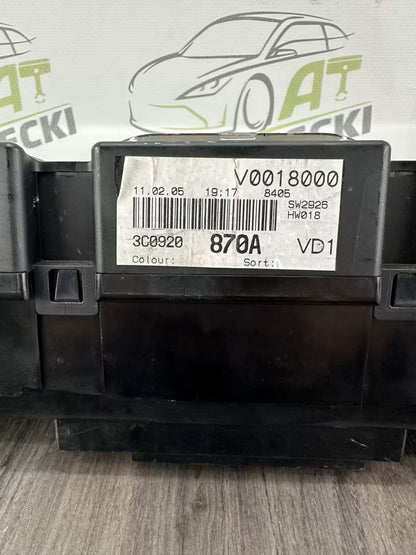 3C0920870A speedometer instrument cluster VW Passat 3C B6 108000