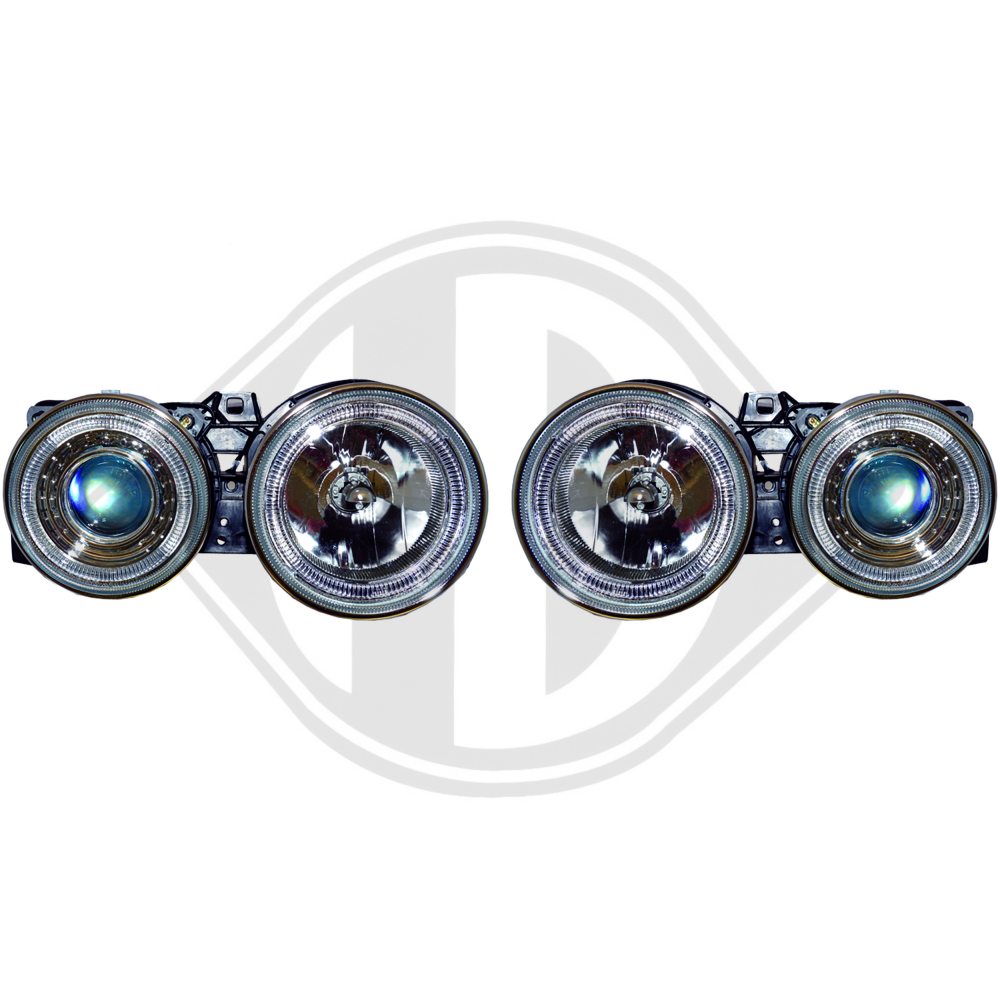 4441116PXNDE Scheinwerfer Satz für BMW 3 (E30) 82-94 H1+H1 KLARGLAS CHROM 1211380