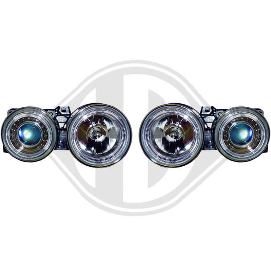 4441116PXNDE Scheinwerfer Satz für BMW 3 (E30) 82-94 H1+H1 KLARGLAS CHROM 1211380