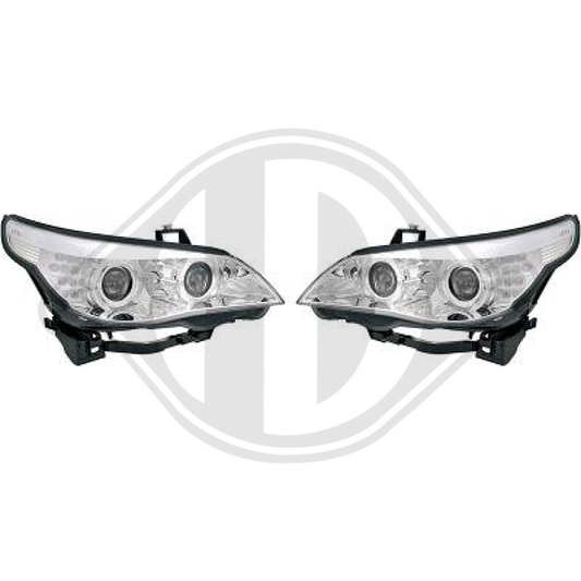 DESIGNSCHEINWERF.SET  E60, 08-10     KLARGLAS/CHROME 1224581