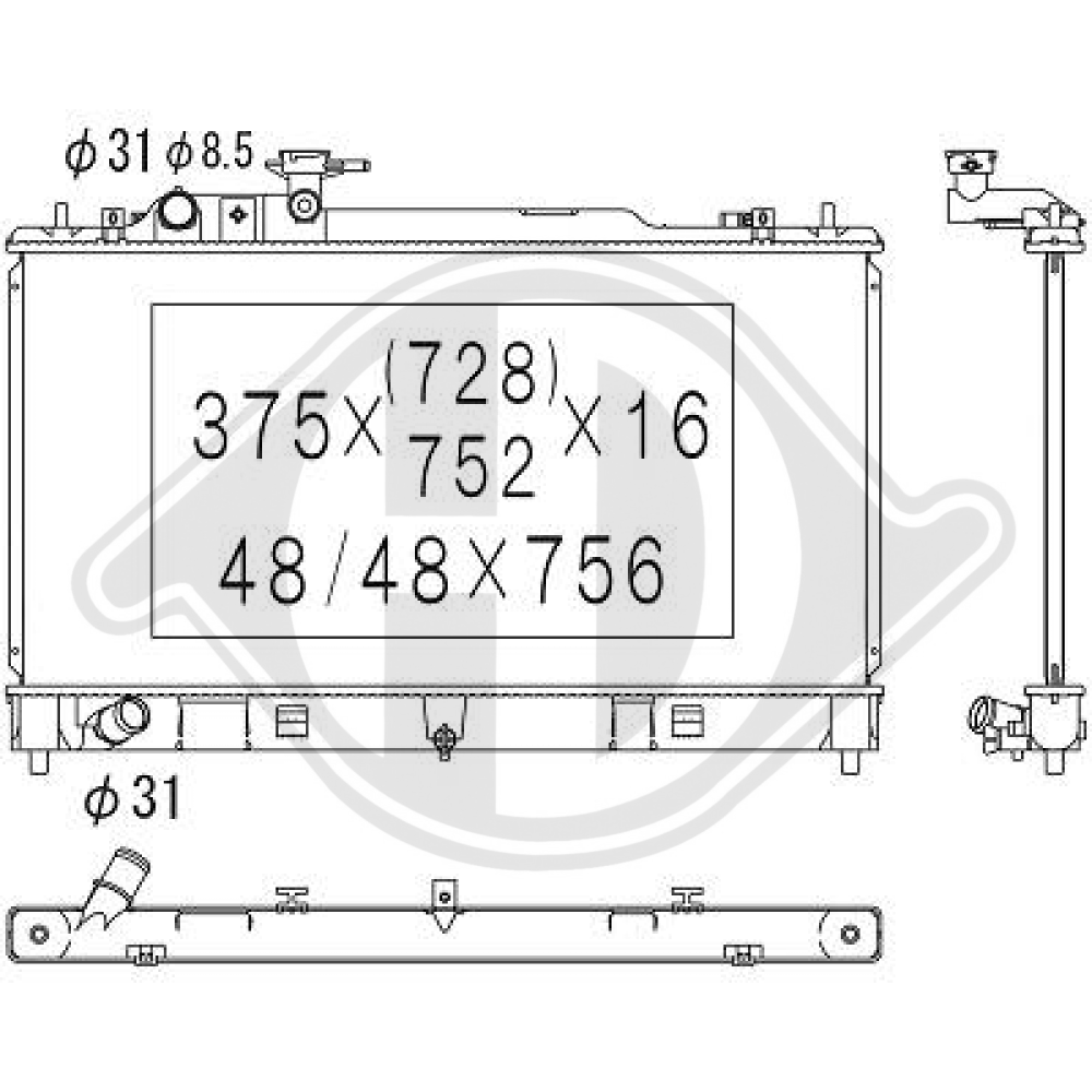 LFCT15200 Kühler Motorkühlung für MAZDA 6 08/2007->> DCM2274