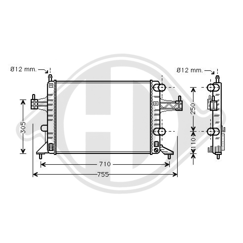 9196686 Kühler Motorkühlung für OPEL CORSA C DCM2640