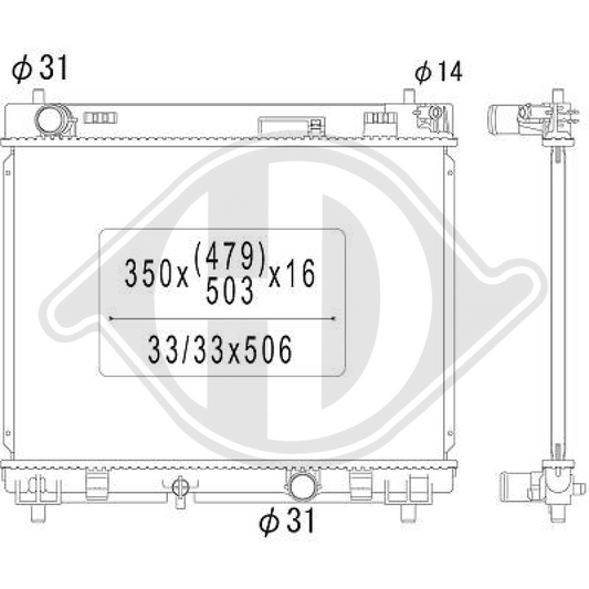 164000N050 Kühler Motorkühlung für TOYOTA YARIS 01/2006-2012 DCM3270