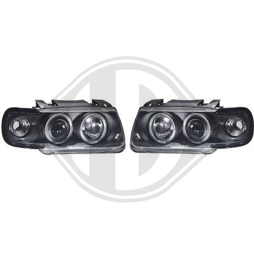 DESIGNSCHEINWERF.SET POLO, 94-99     KLARGLAS/SCHWARZ 2203480