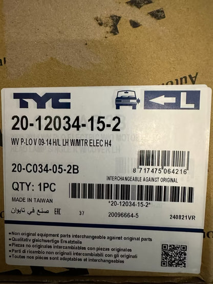 Neue Scheinwerfer Links Vw Polo 6R Modell 09-14Bj TYC