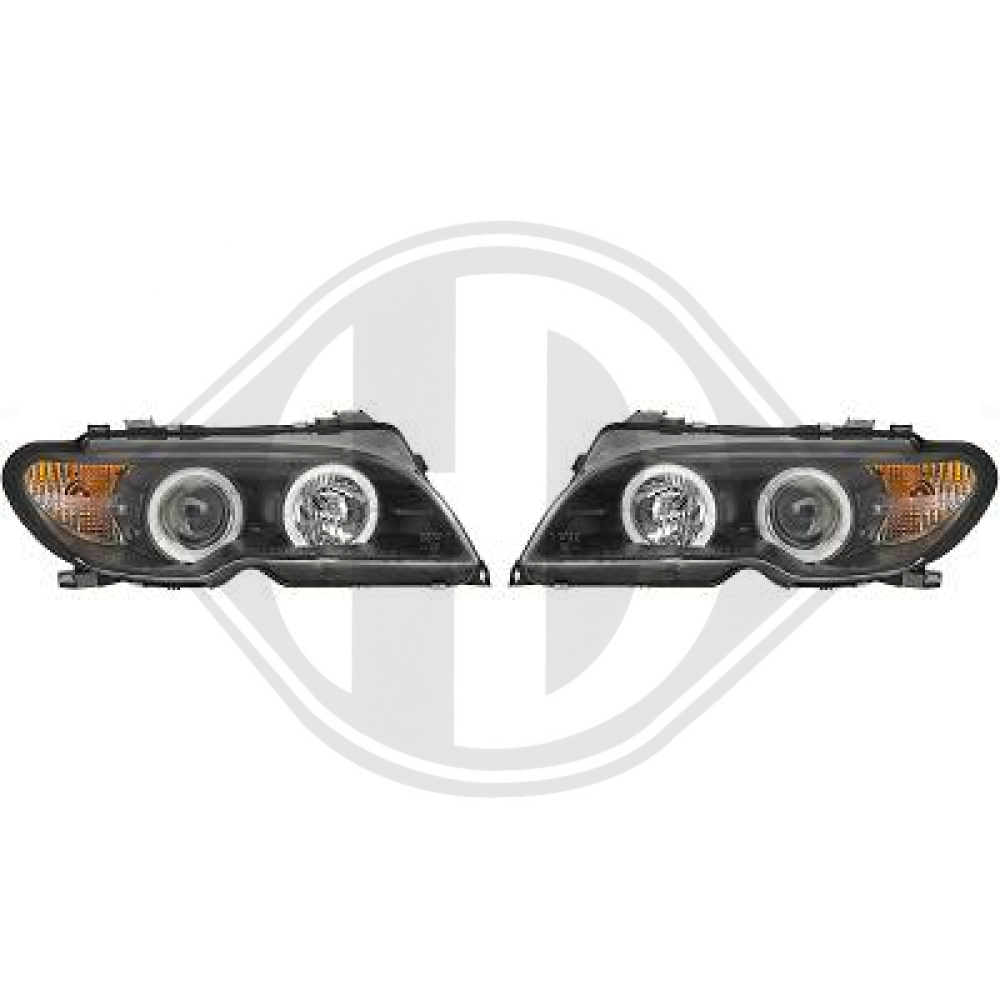 DESIGNSCHEINWERF.SET  E46, 03->>     KLARGLAS/SCHWARZ 1215885