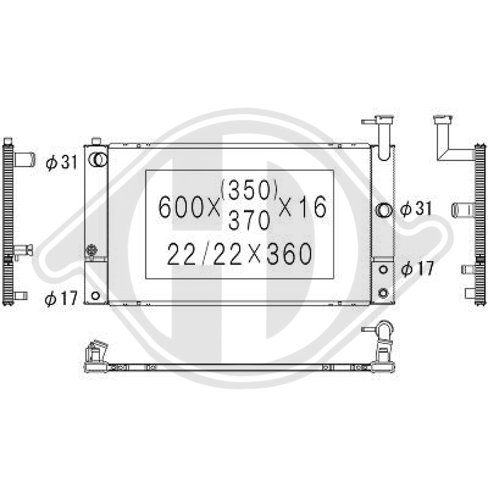 1604121280 Kühler Motorkühlung für TOYOTA PRIUS 08/2003 DCM3322