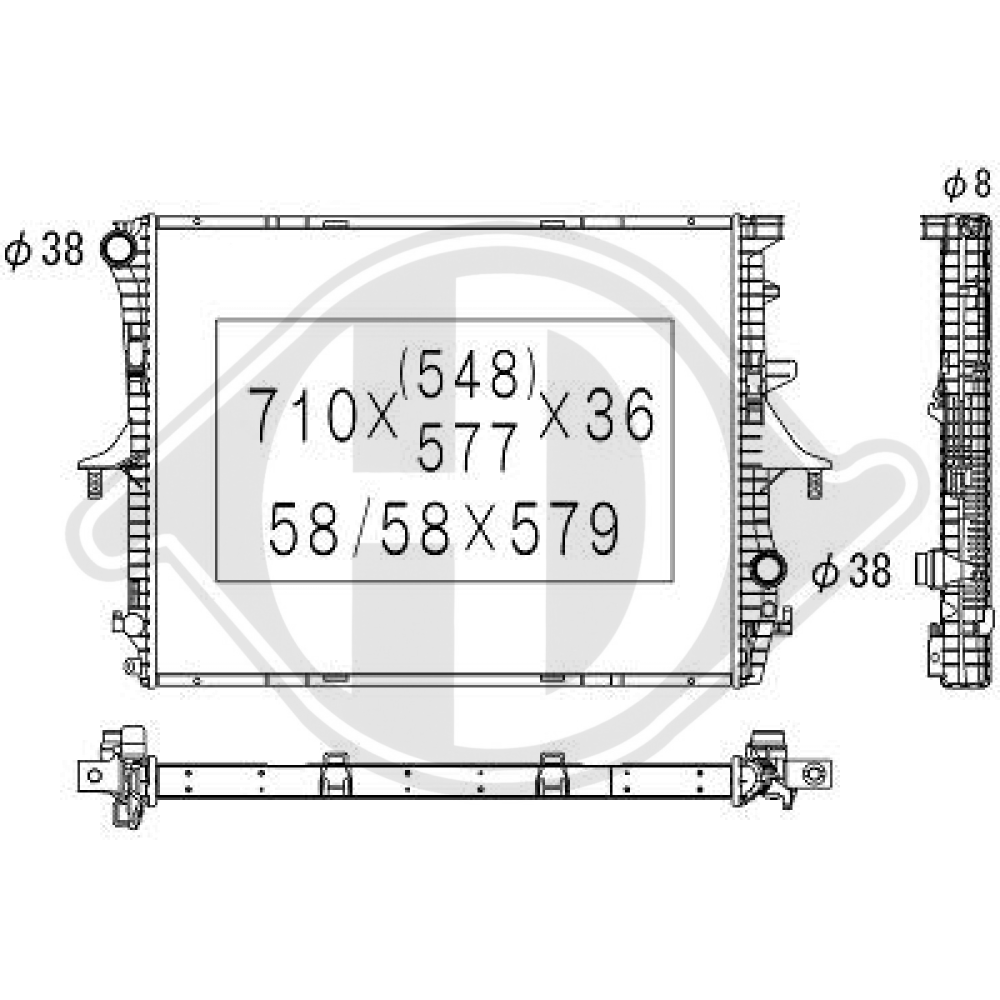 95510614200 Kühler Motorkühlung für VW Touareg 06-11 / Q7 Typ DCM3444