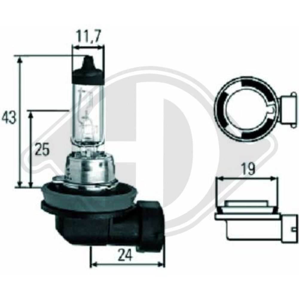 N000000001606 H11 12V 55W PGJ19-2 H11 Glühlampe     Halogen LID10038